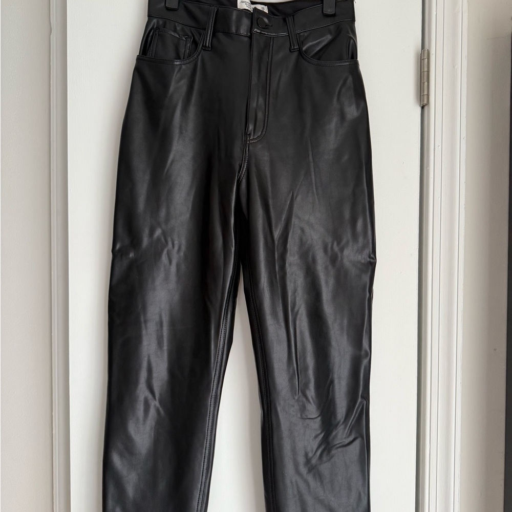 Abercrombie & Fitch Black Leather-Style Trousers